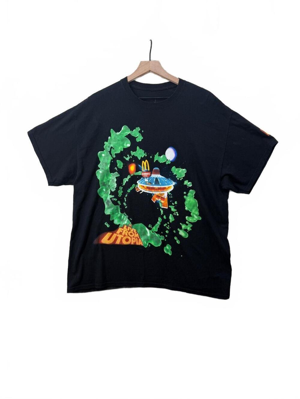 Cactus Jack x McDonald's Live From Utopia Black Graphic T-Shirt Size L